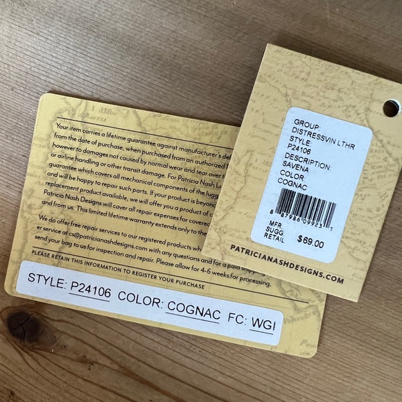 Patricia Nash Distressed Rustic Cognac Kiss Lock Clutch Wristlet Purse - Picture 14 of 15